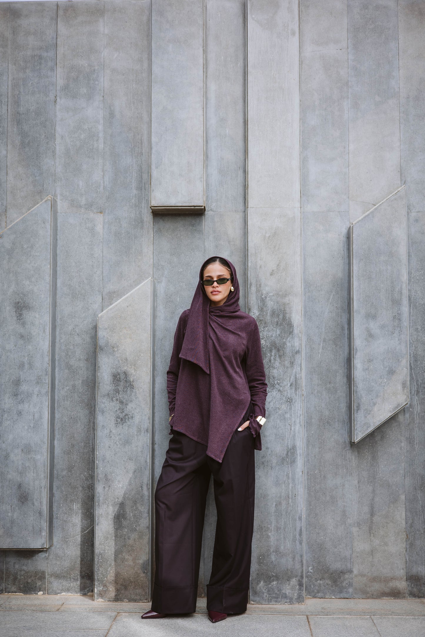 Scarfed wool Top