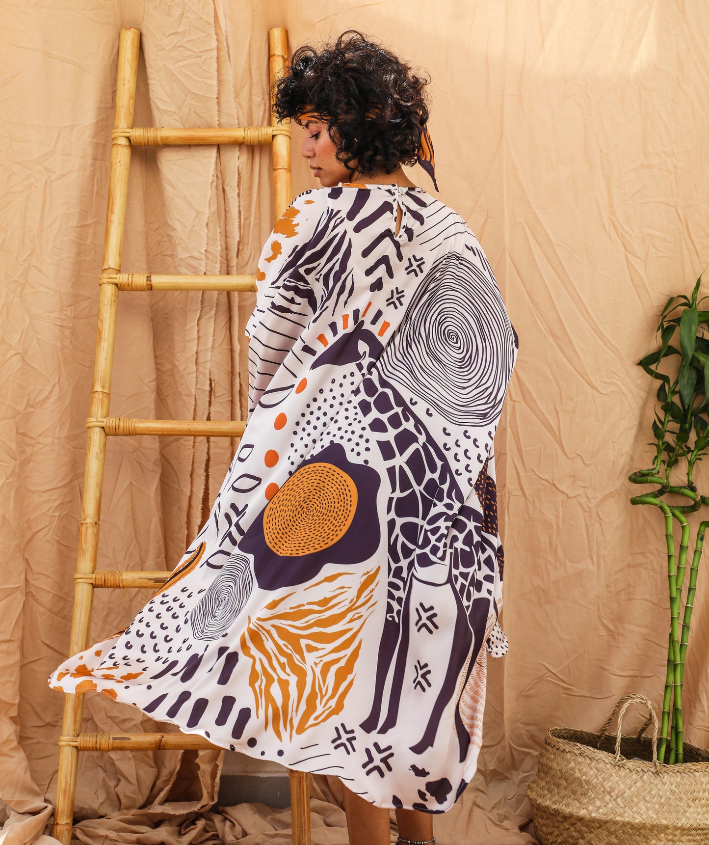 Afro prints satin poncho
