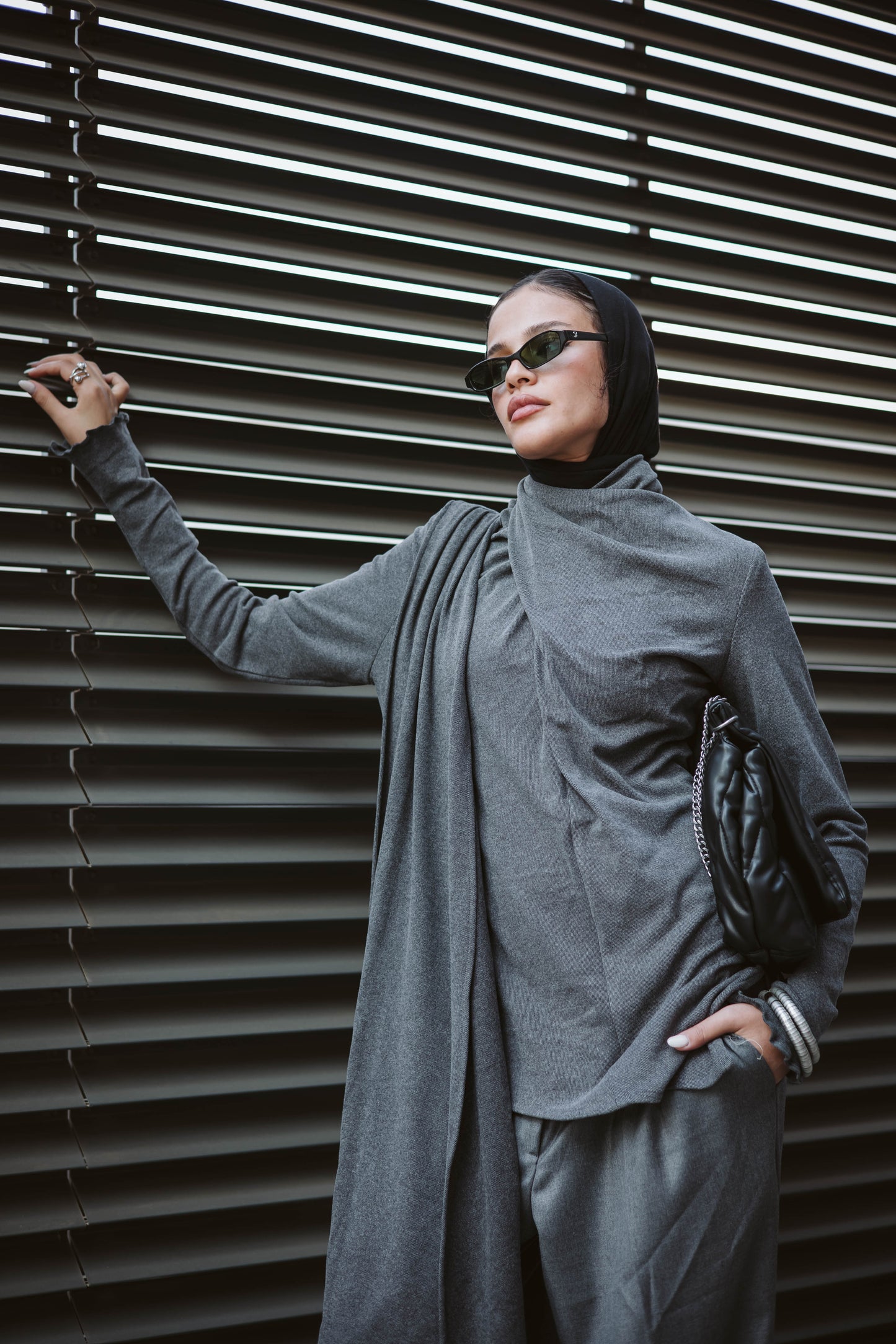 Scarfed wool Top