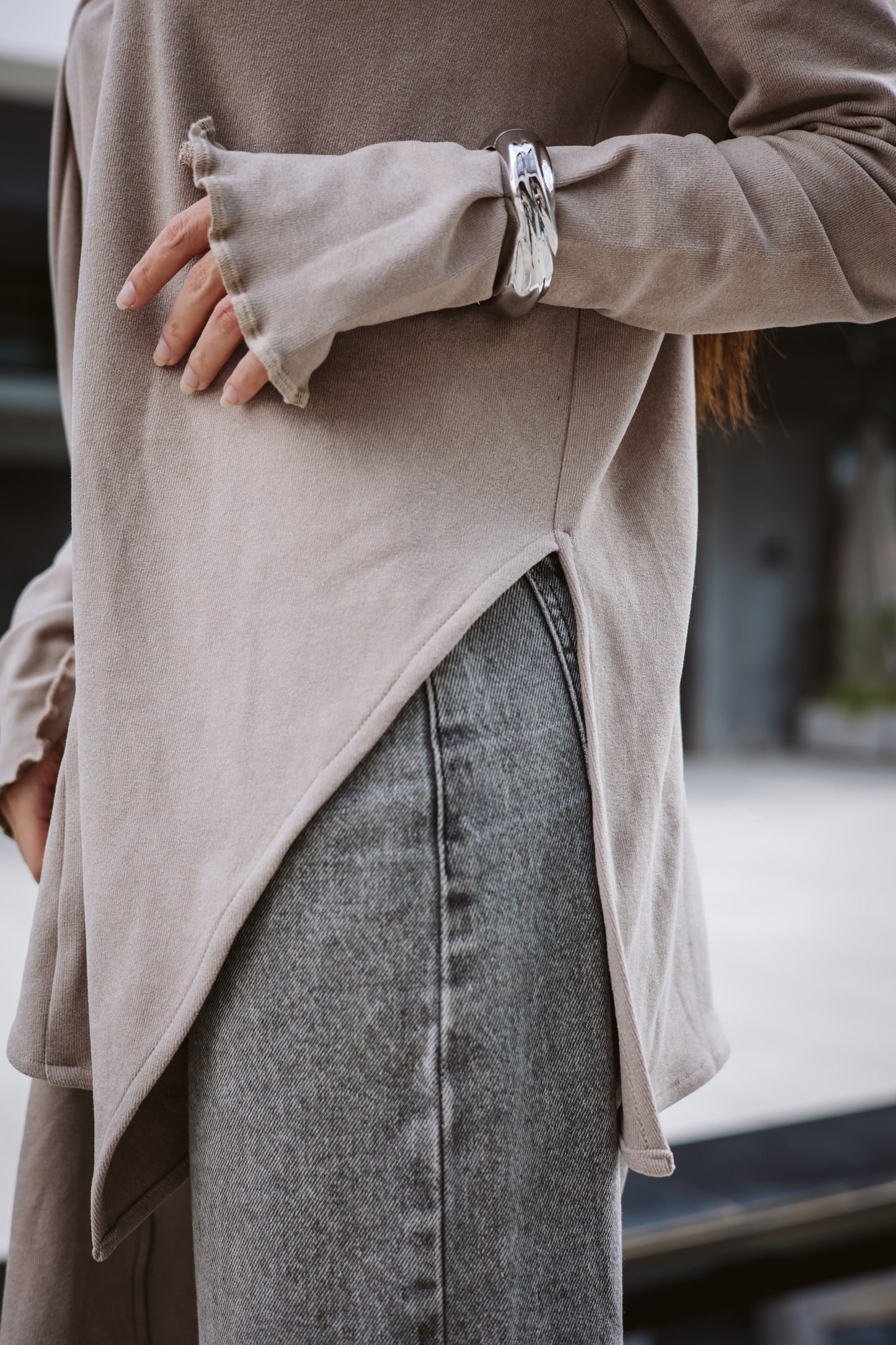 Scarfed wool Top
