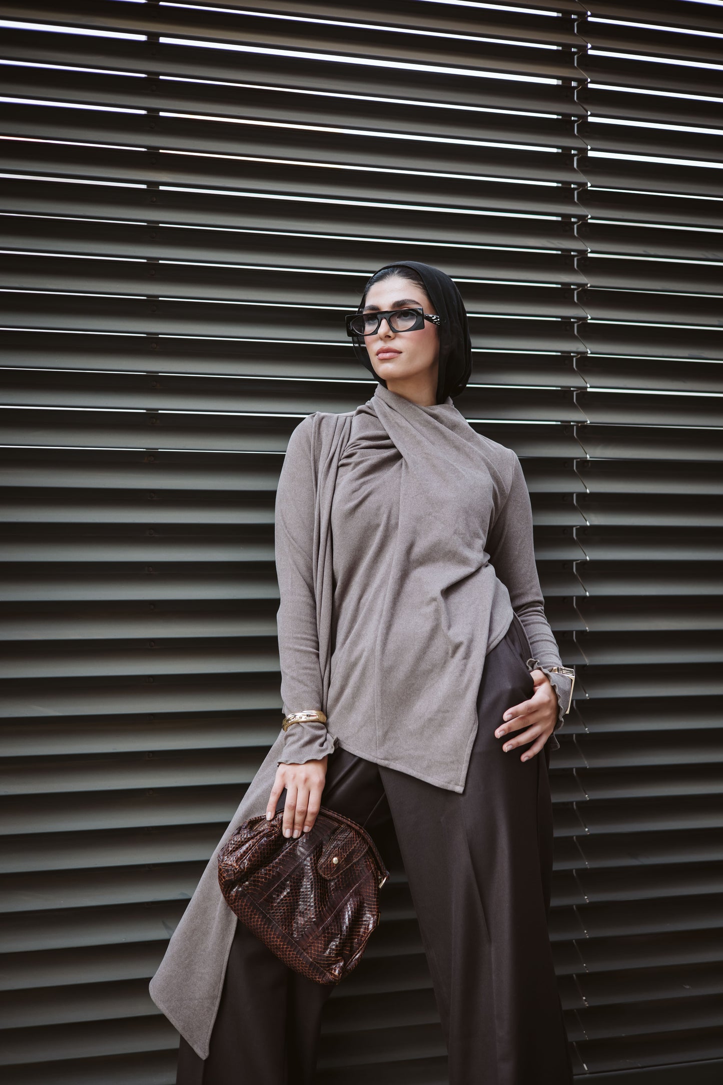 Scarfed wool Top