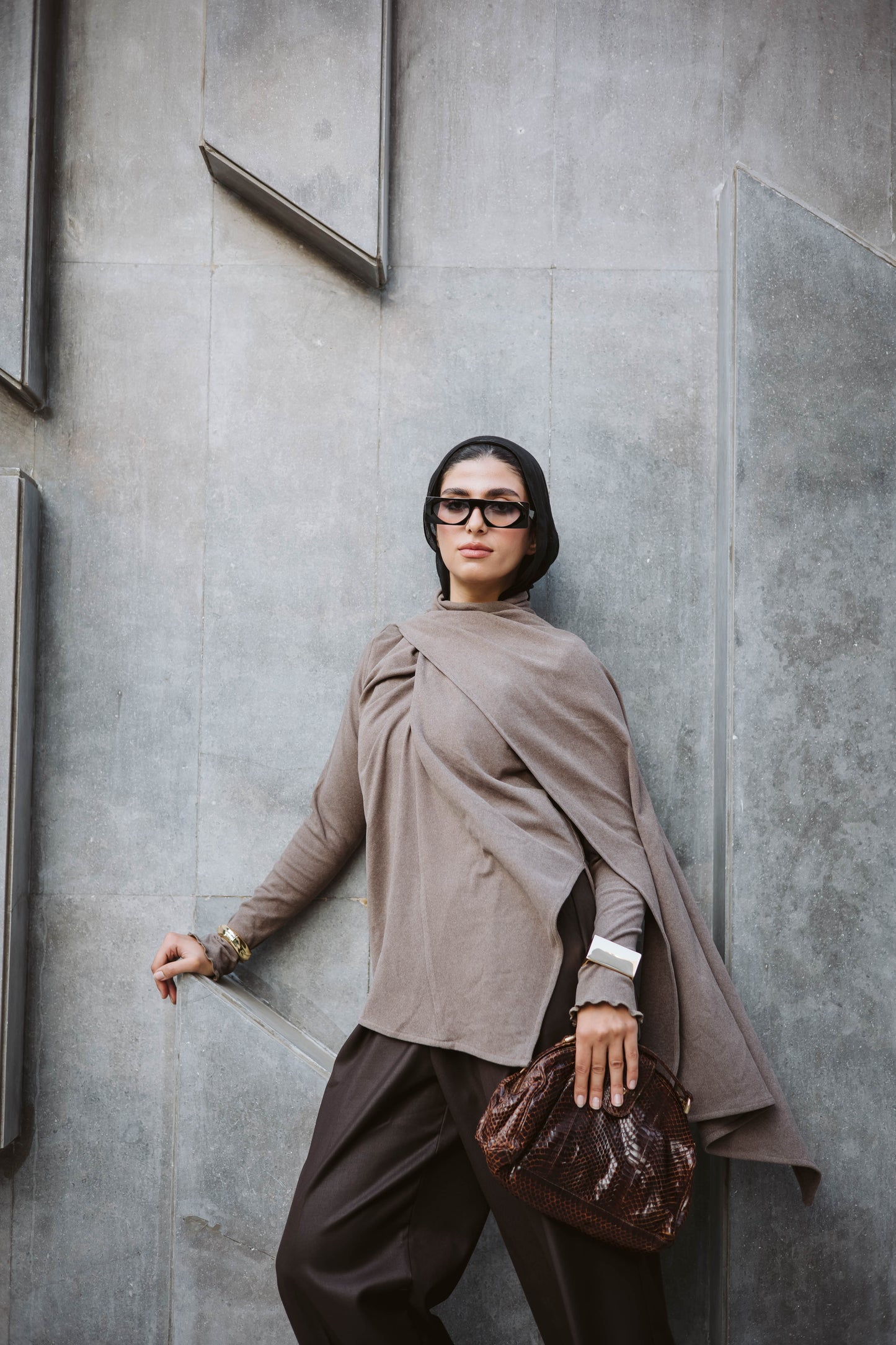 Scarfed wool Top