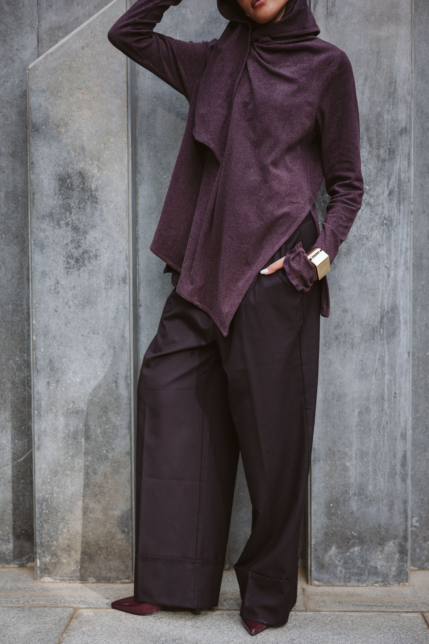 Scarfed wool Top
