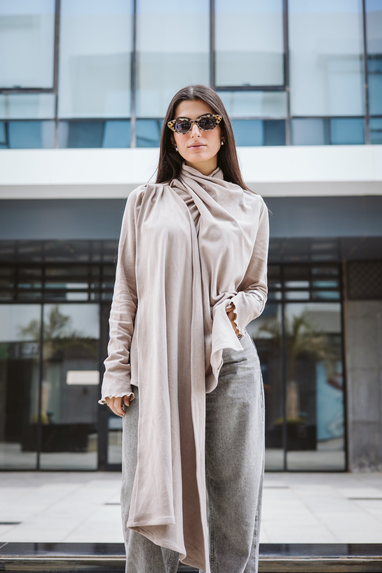 Scarfed wool Top