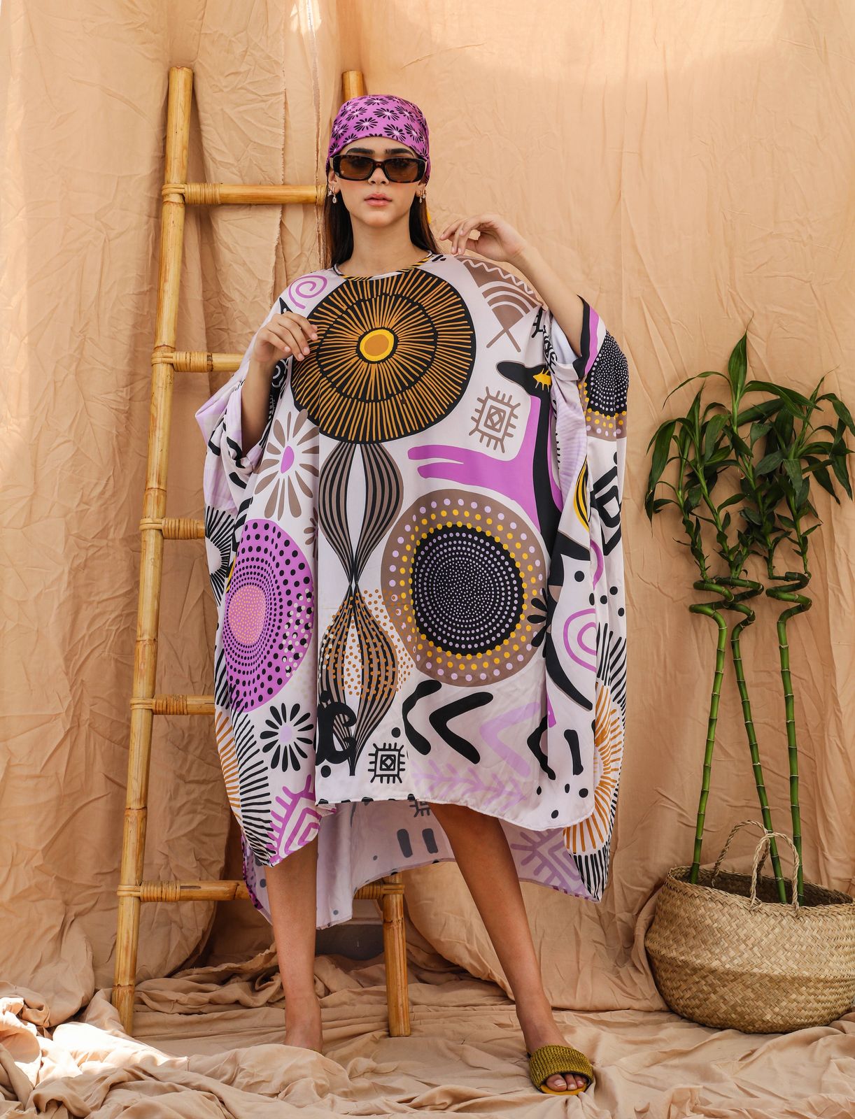 Afro prints satin poncho