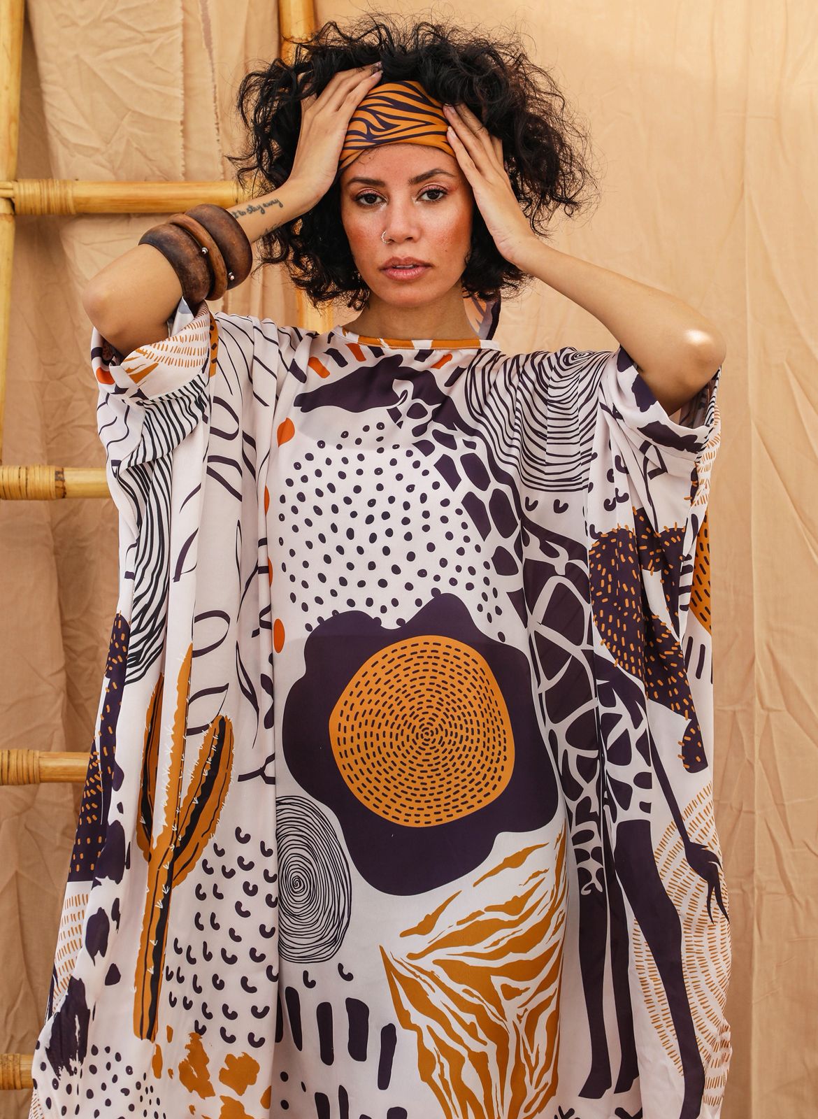 Afro prints satin poncho