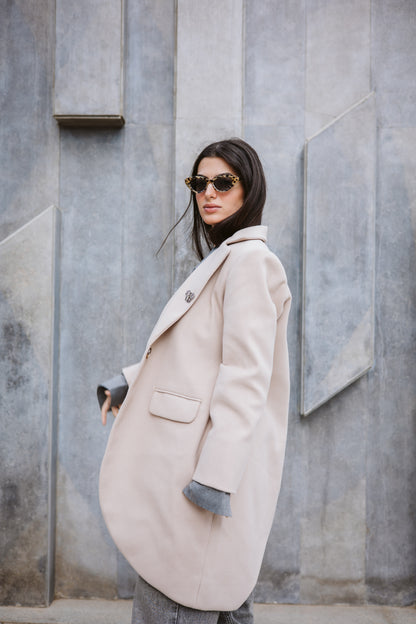 Asymmetrical wool coat