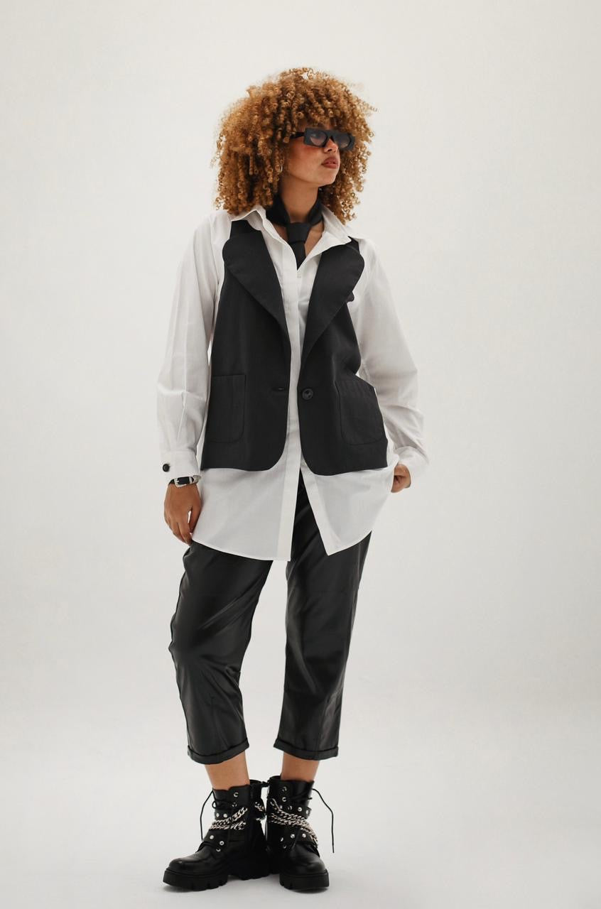 White Shirt with Attached Vest