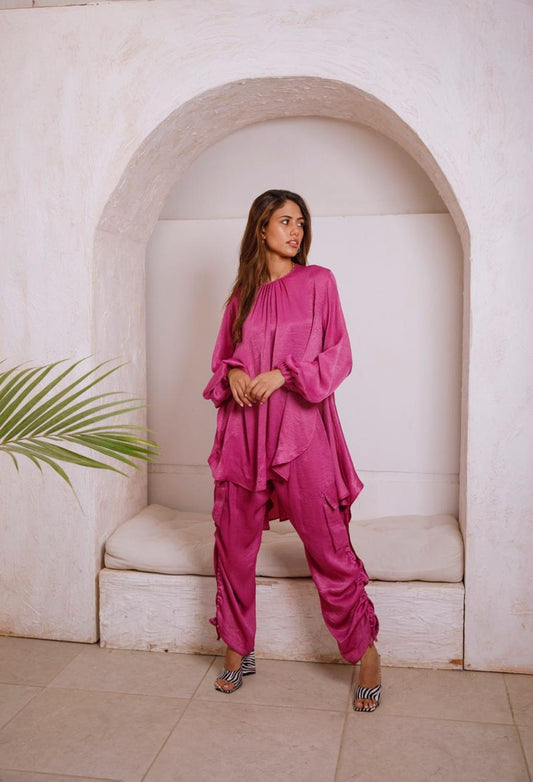 Fushia satin set