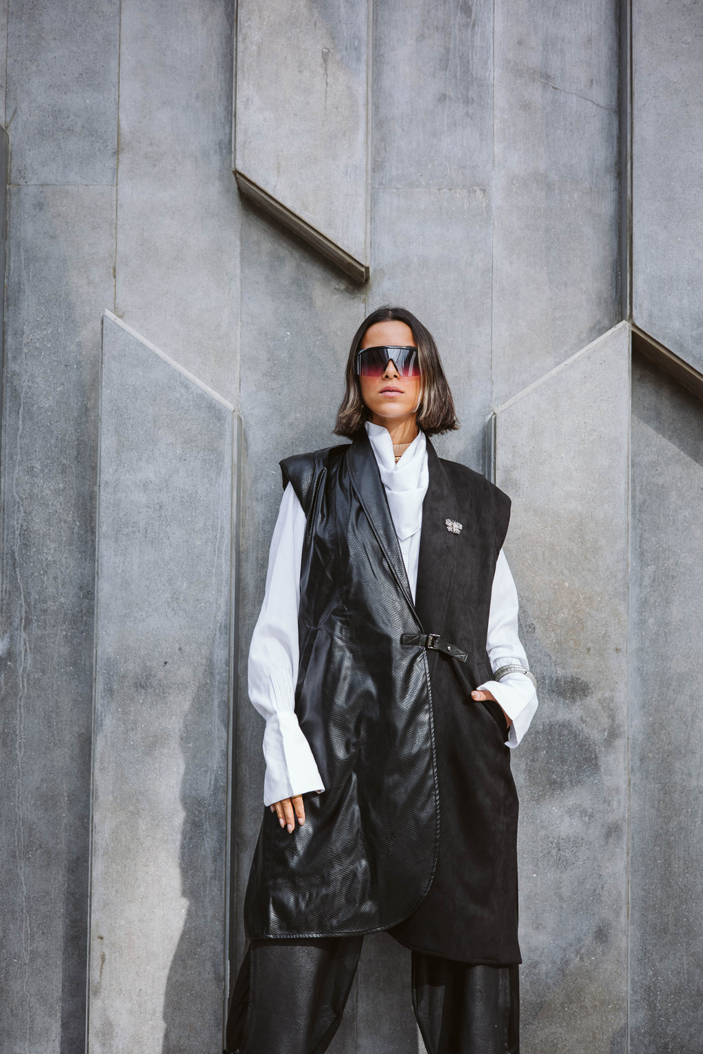 Suede x Leather Edgy Vest