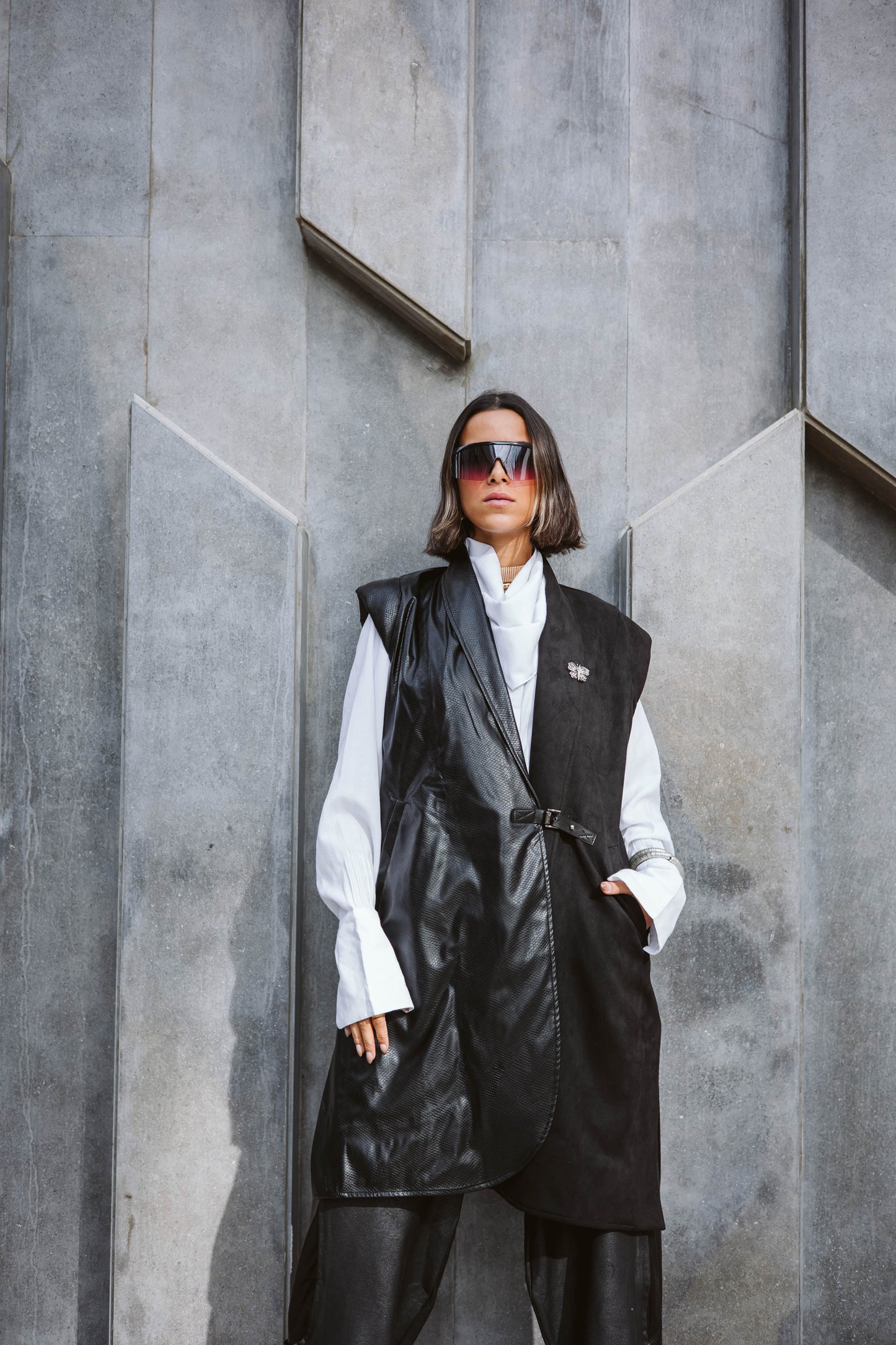 Suede x leather Edgy vest