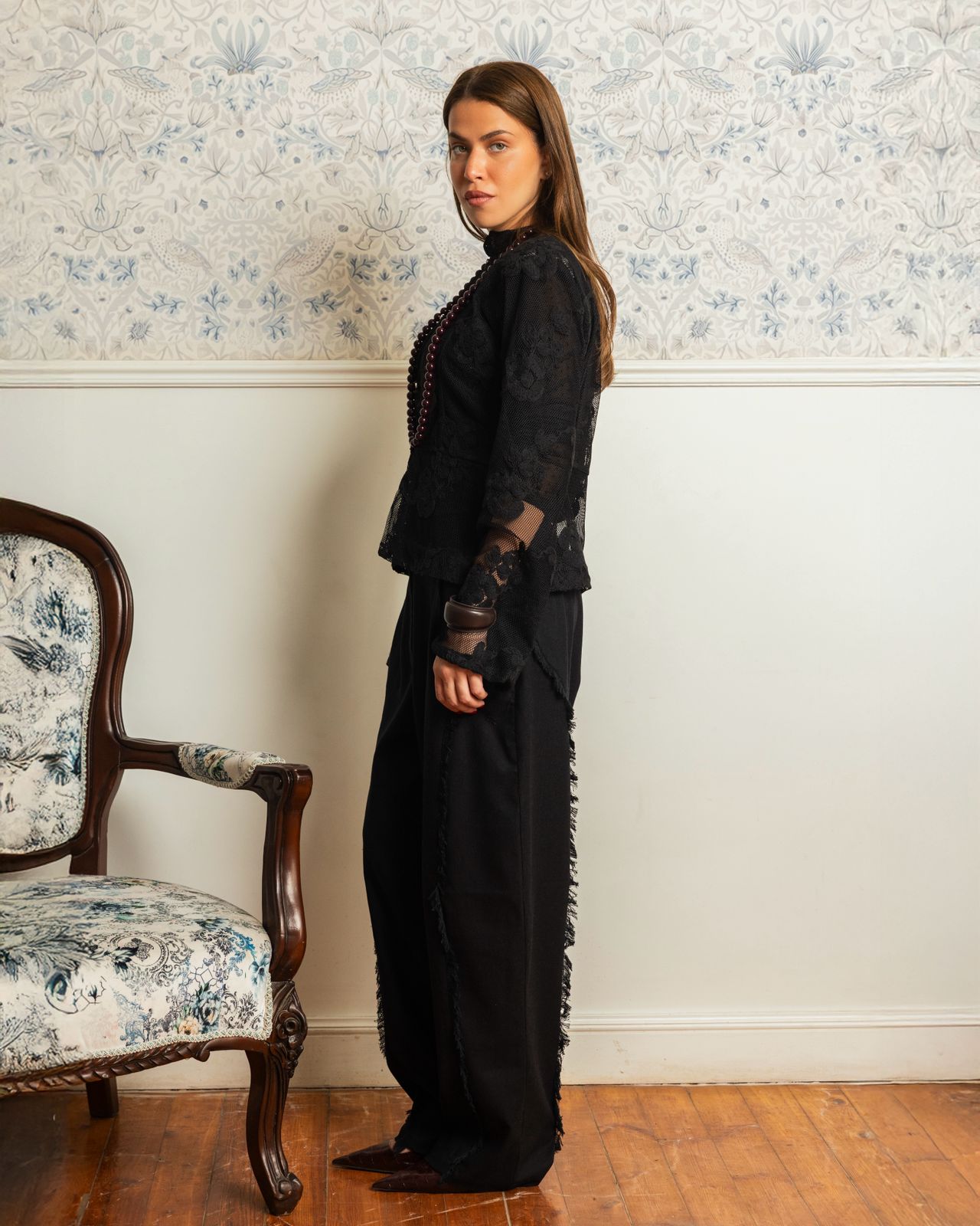 Fringed-Hem Linen pants
