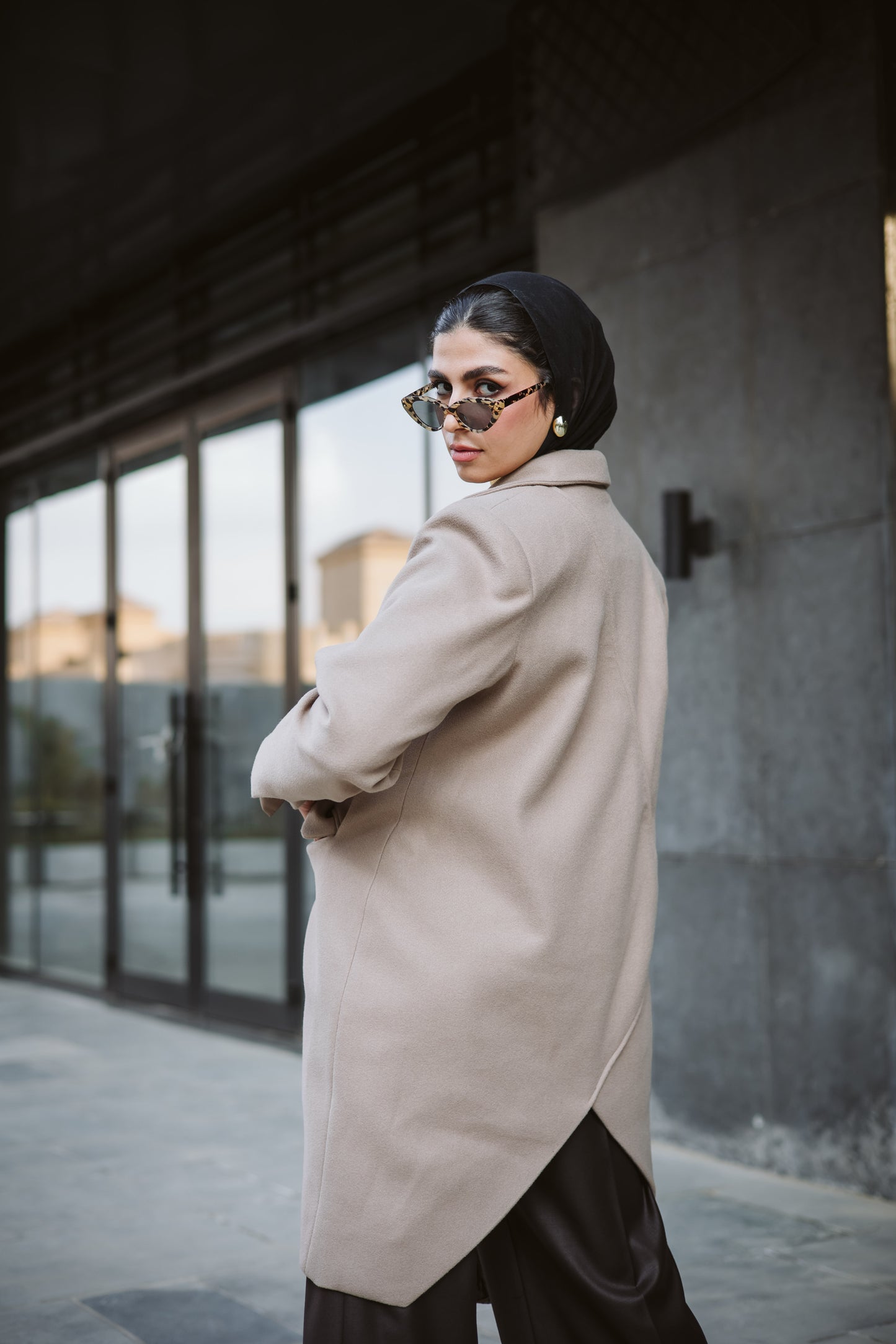 Asymmetrical wool coat