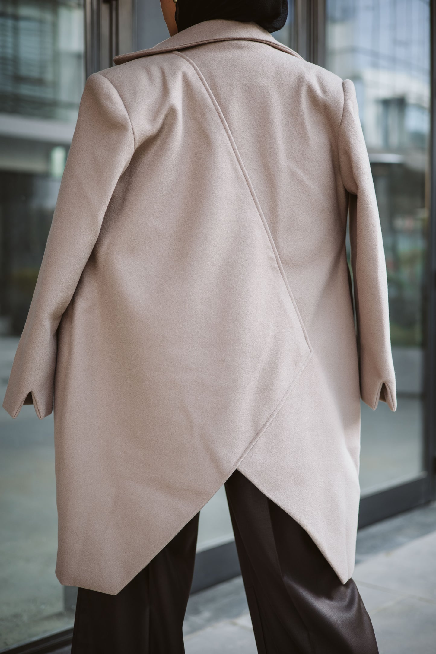 Asymmetrical wool coat