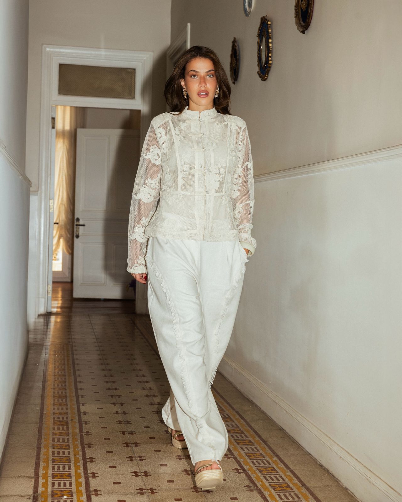 Fringed-Hem Linen pants