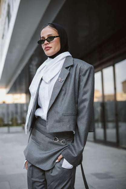 Scarfed White Shirt