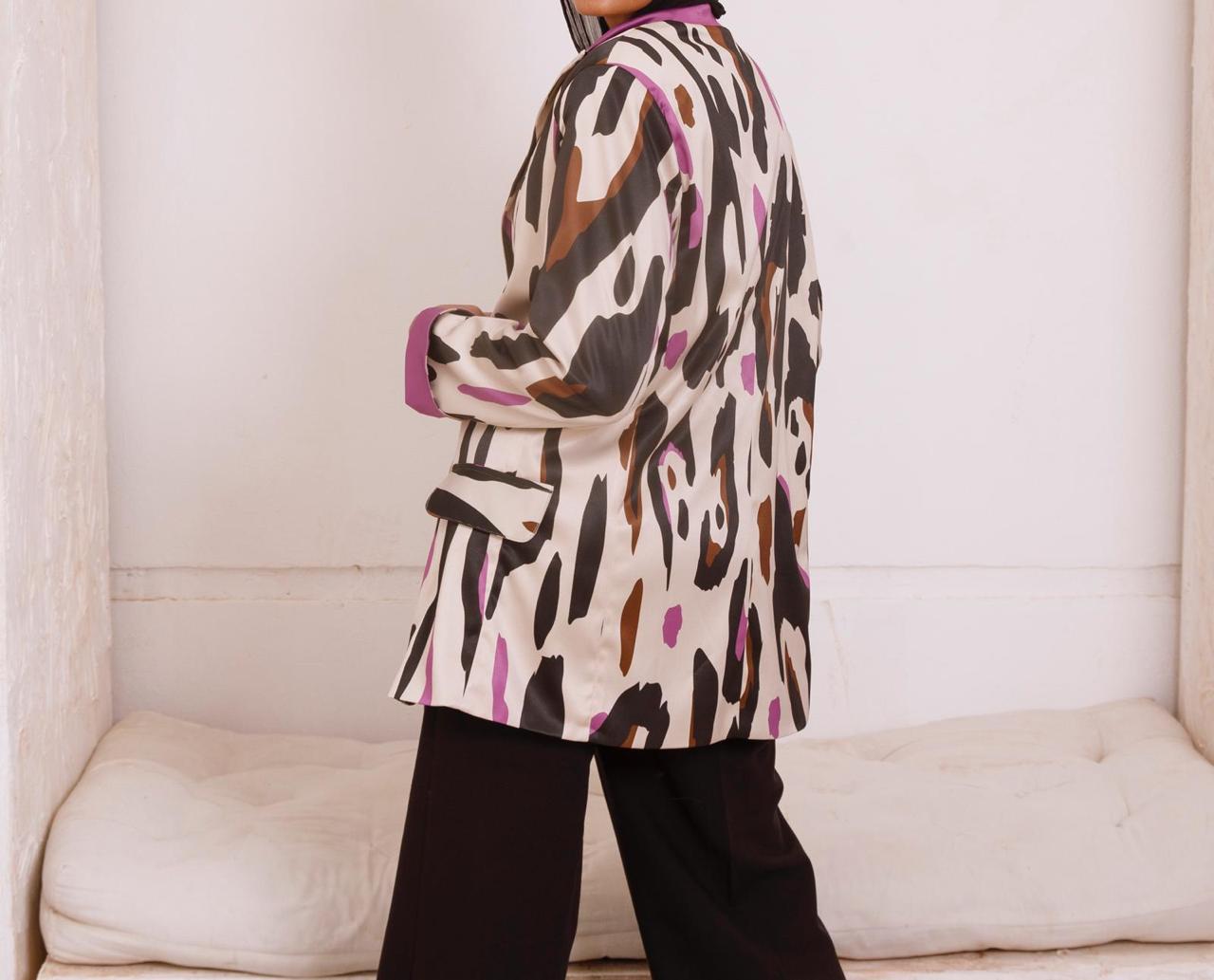 Printed Satin Blazer