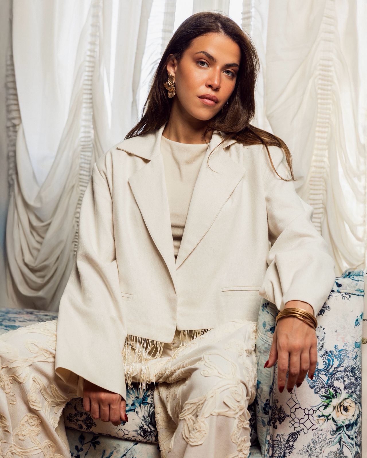 Flora Fringes Cropped Blazer