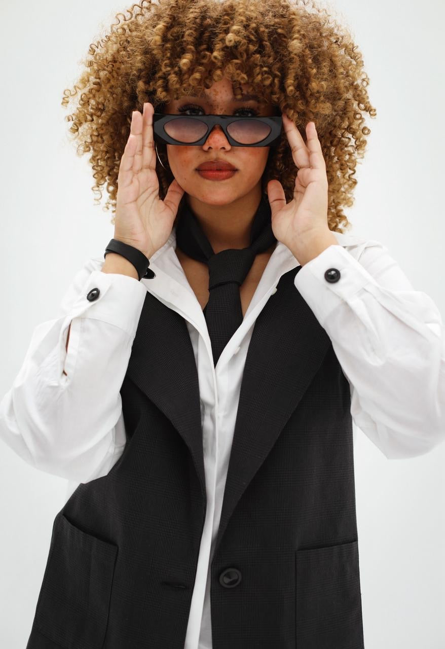 White Shirt with Attached Vest