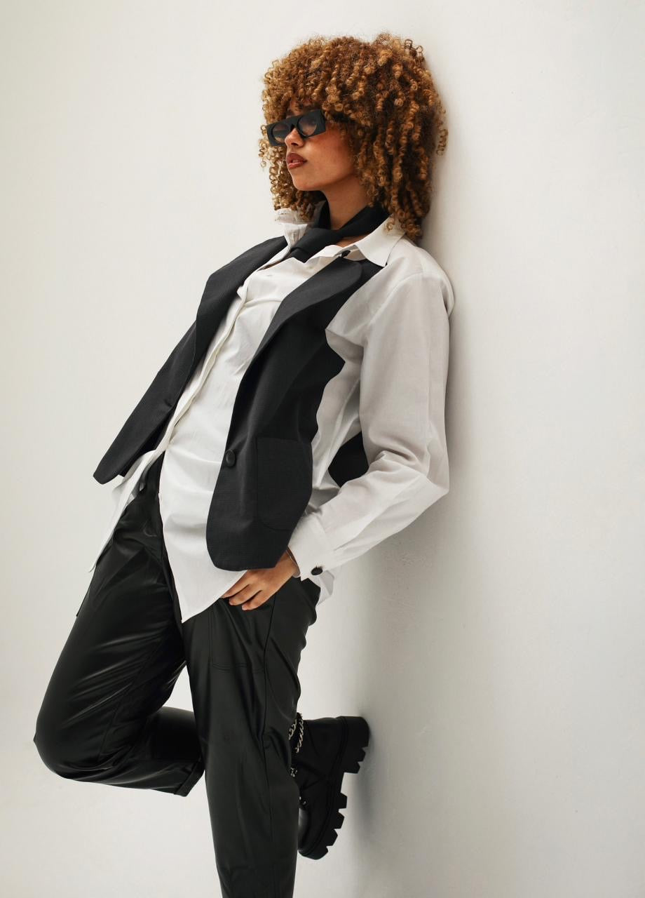 White Shirt with Attached Vest