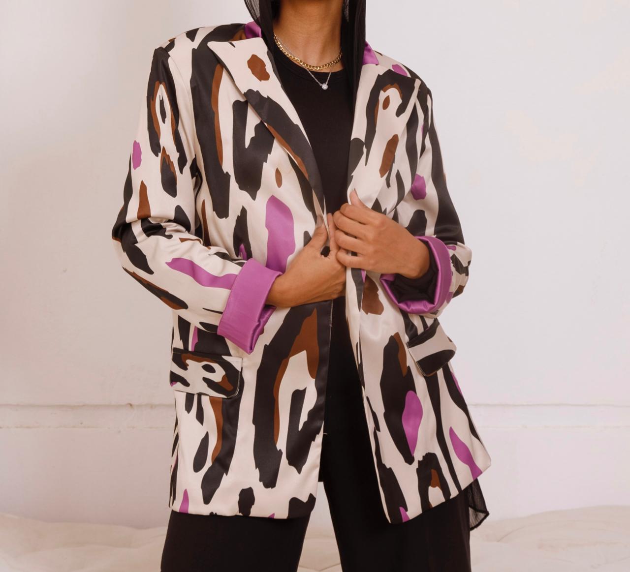 Printed Satin Blazer