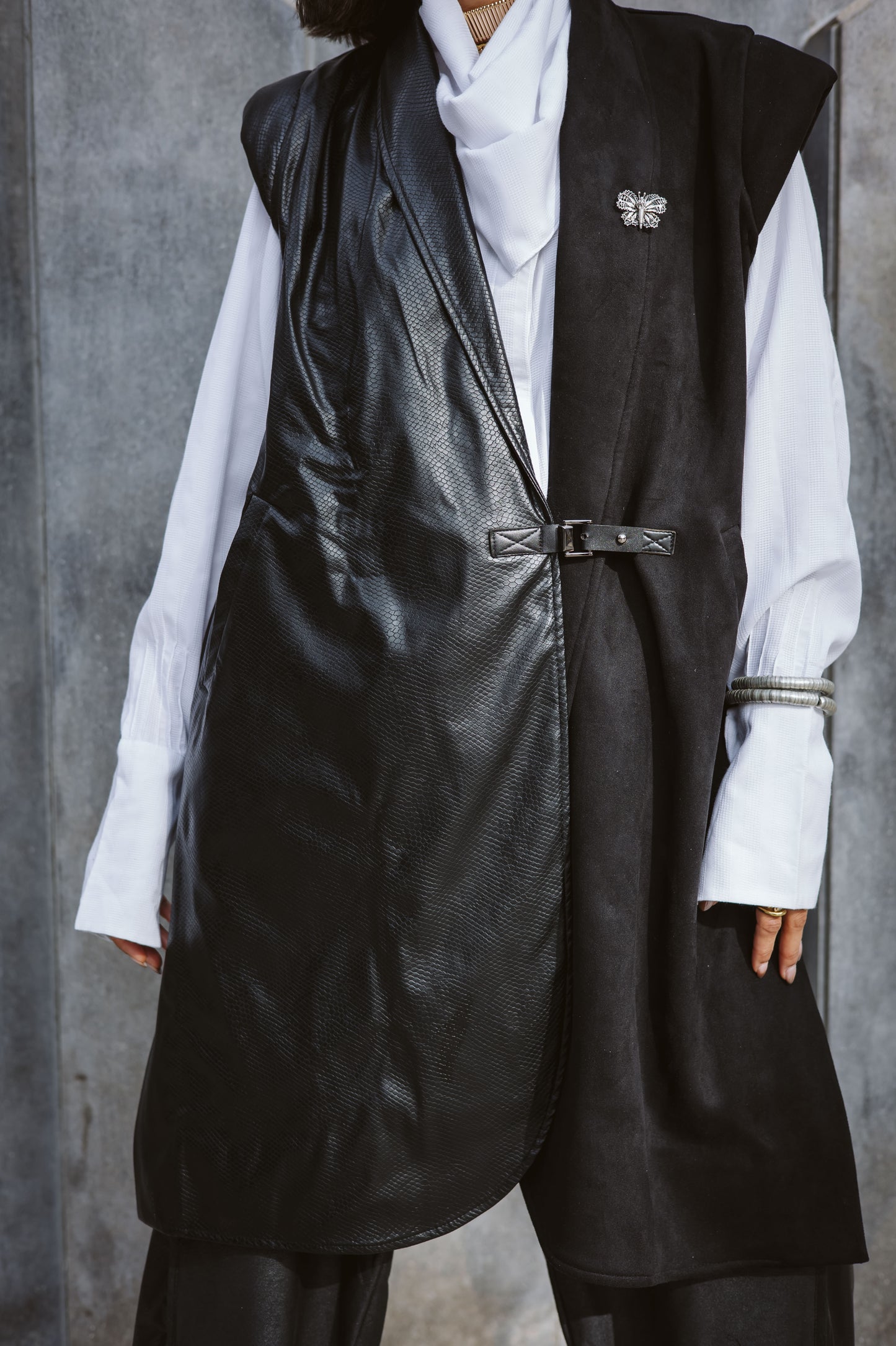 Suede x leather Edgy vest