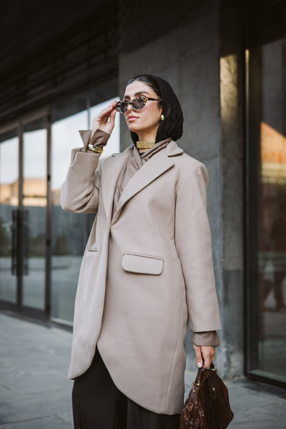 Asymmetrical wool coat