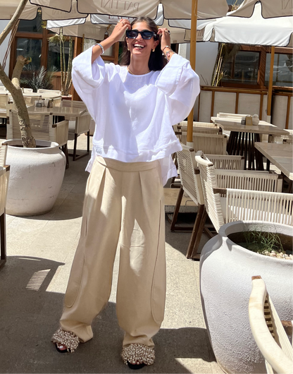 Beige linen pants