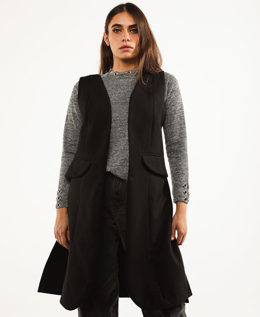 Long wool vest