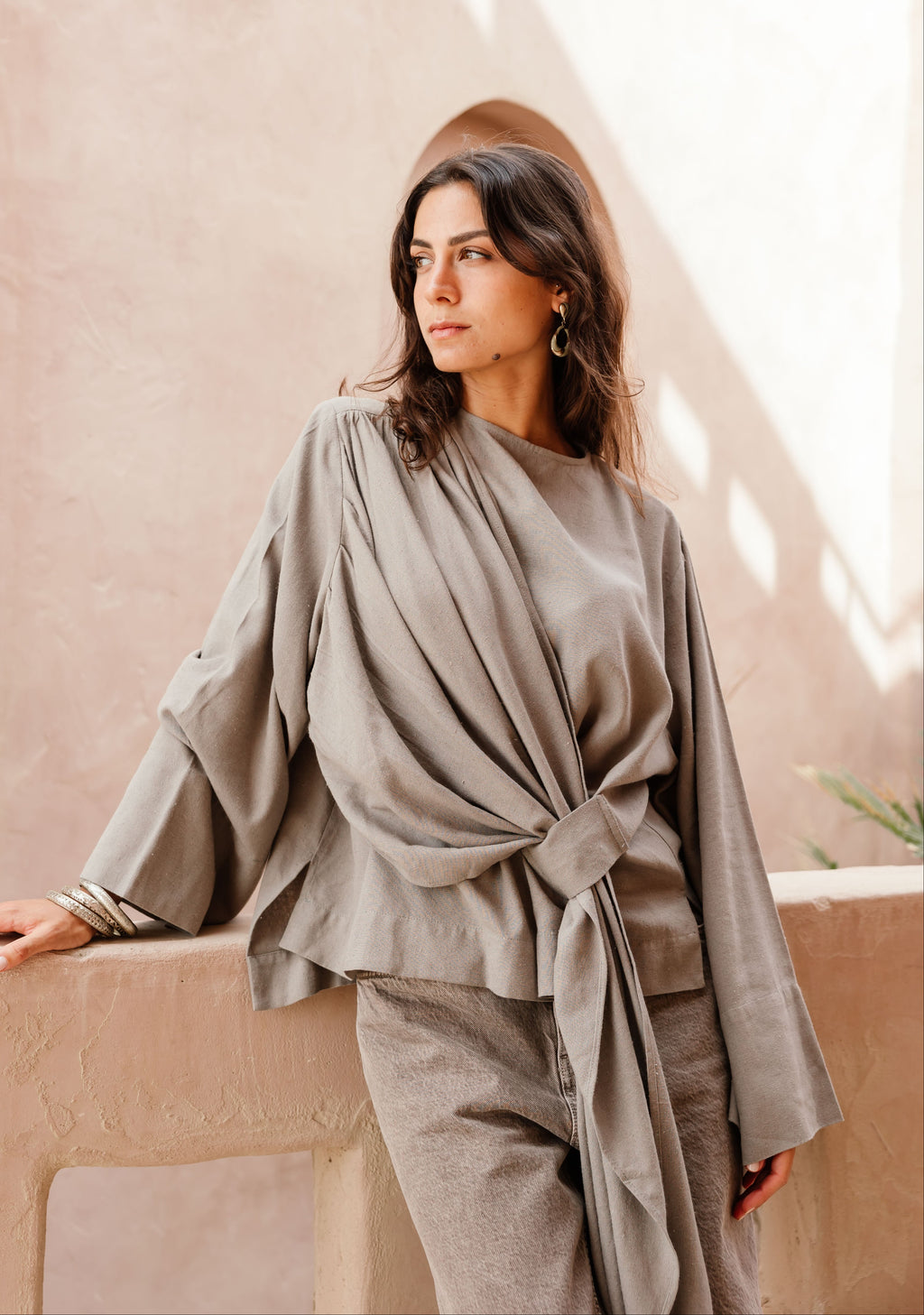 Scarfed Draped Top