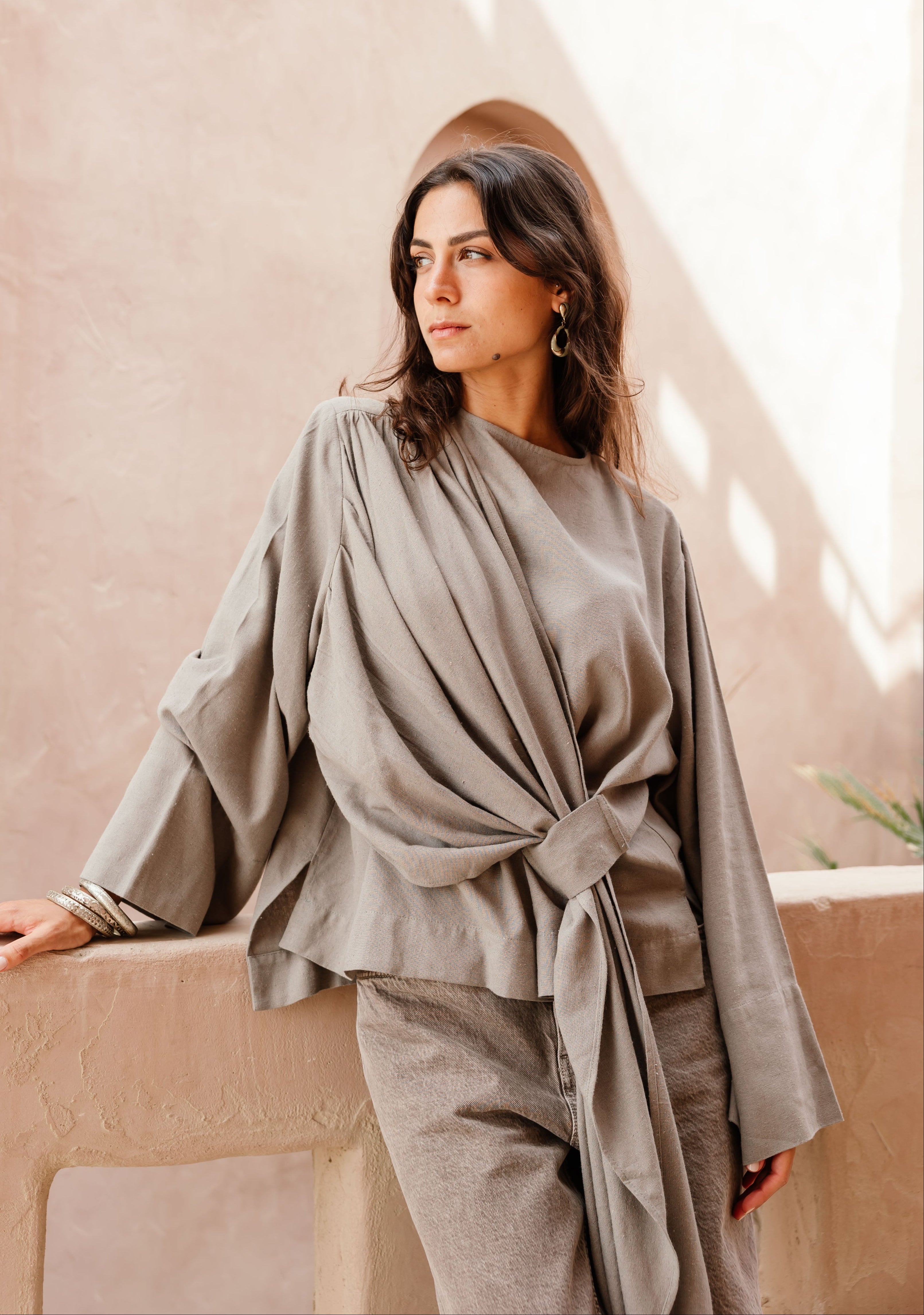 Scarfed Draped Top