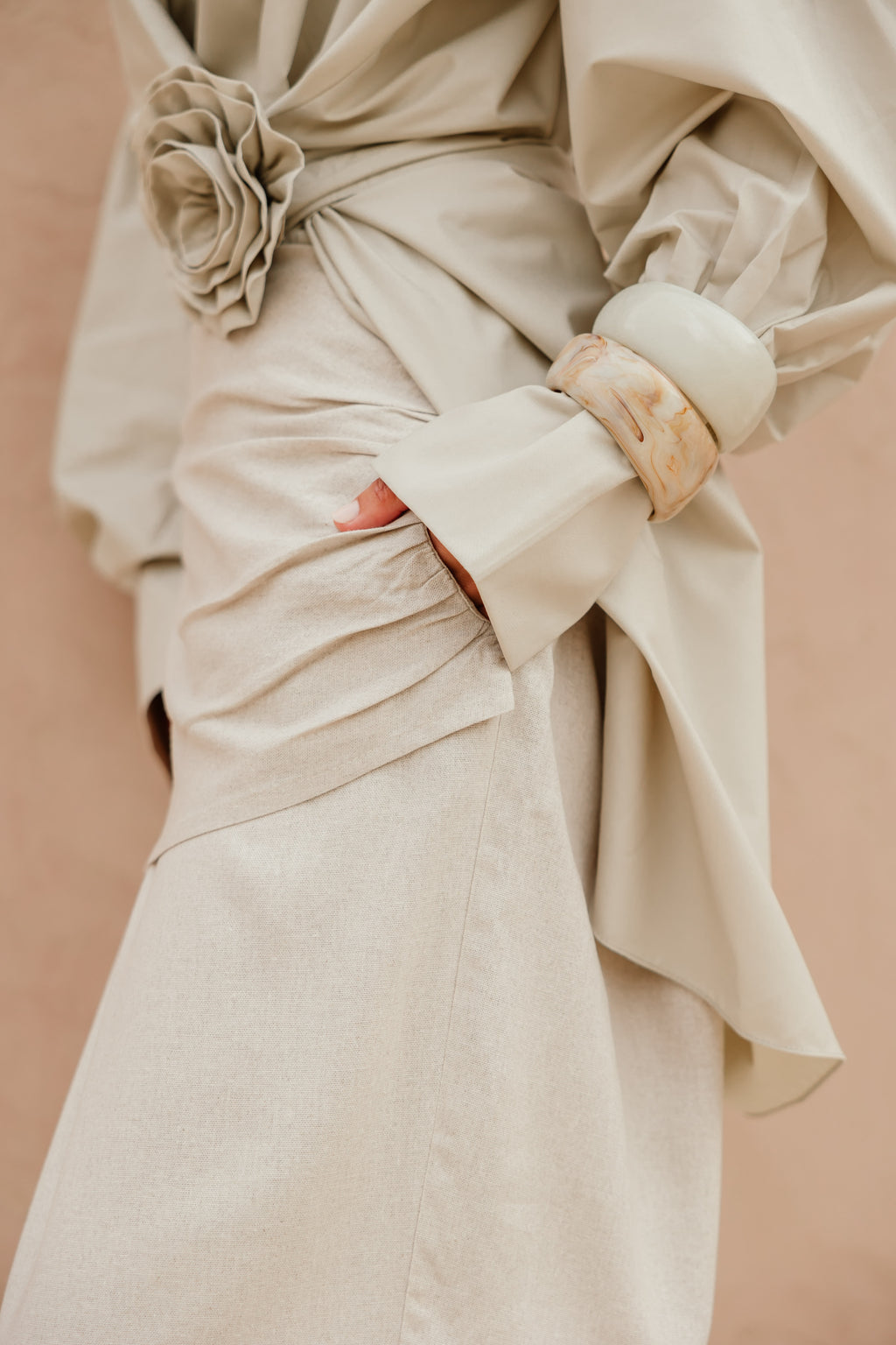 Curve Pocket Linen Pants