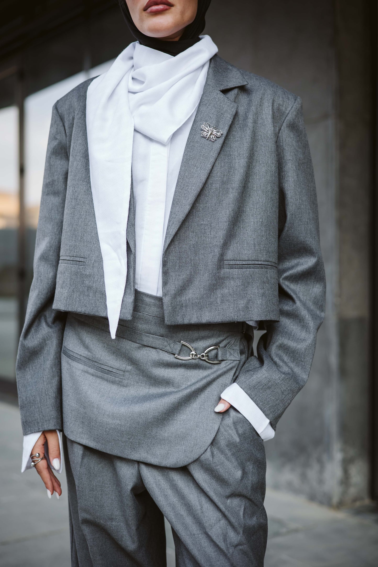 Scarfed White Shirt