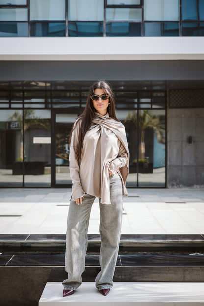 Scarfed wool Top