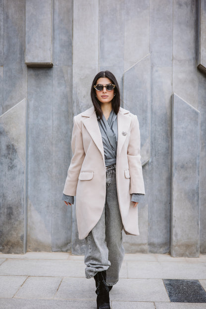 Asymmetrical wool coat