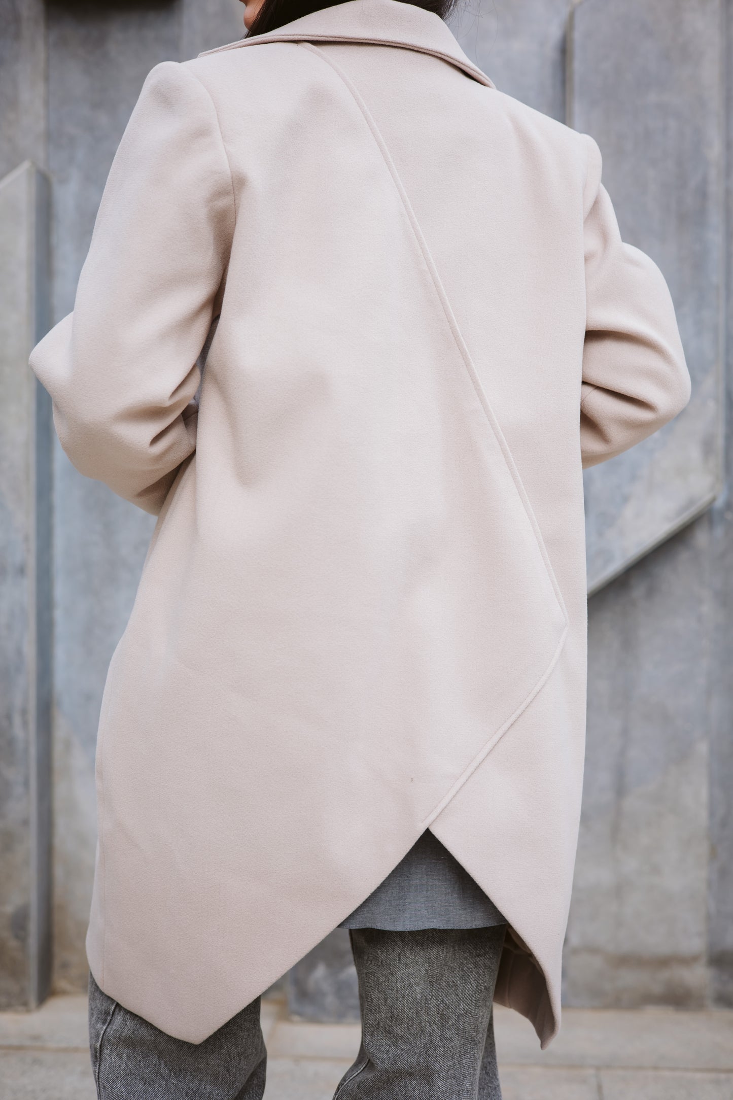 Asymmetrical wool coat