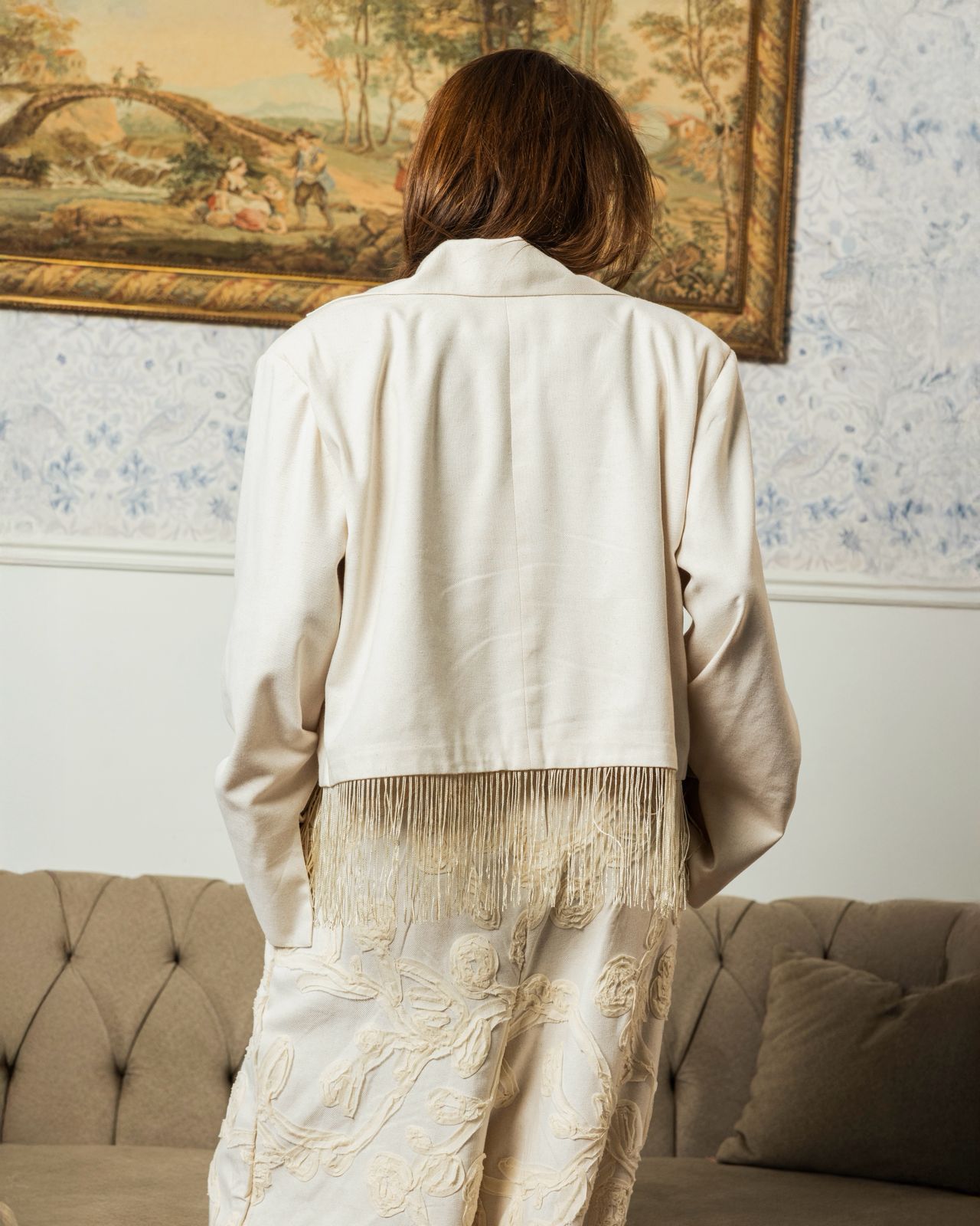 Flora Fringes Cropped Blazer