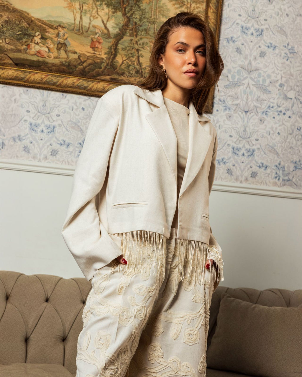 Flora Embroidered Linen Pants