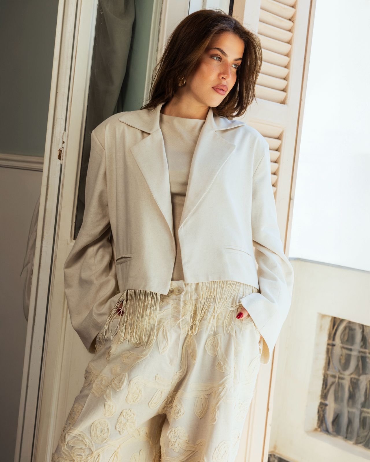 Flora Fringes Cropped Blazer